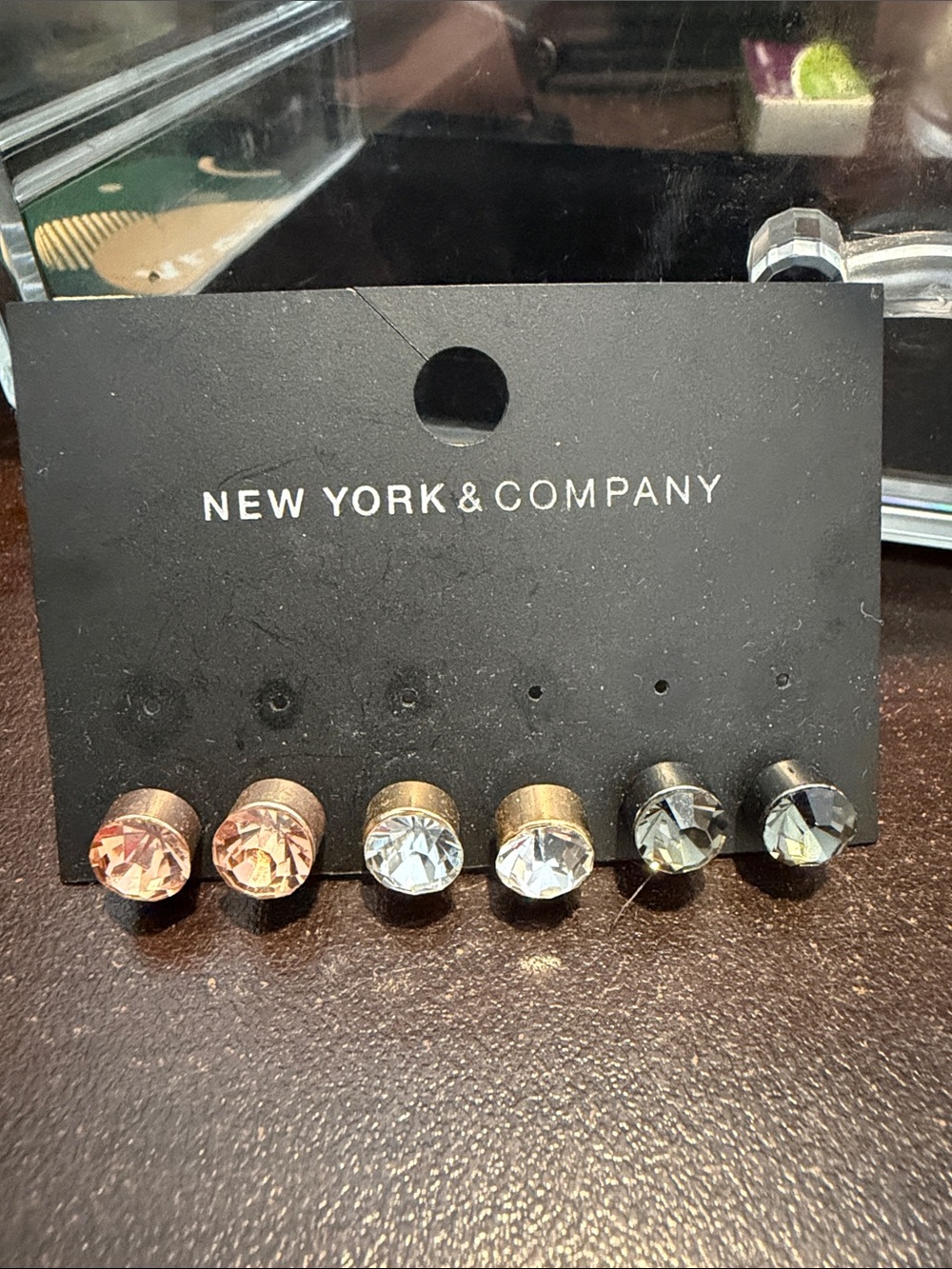 New York & Company Men’s Crystal Stud Set - Rose, Clear & Gray